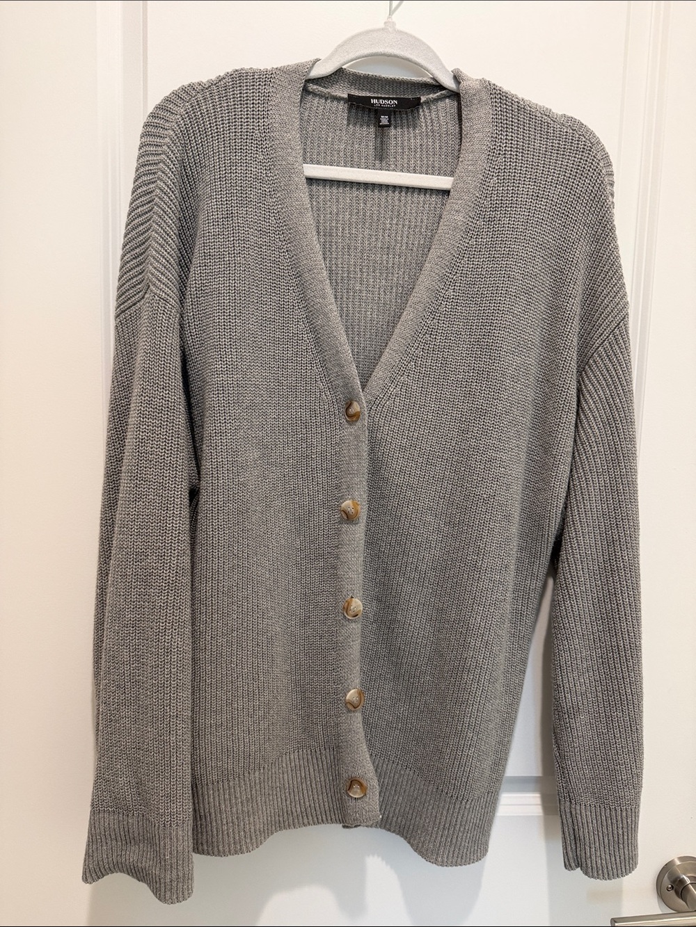 Madewell Light Gray Button-Front V-Neck Knit Cardigan